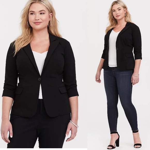 torrid Jackets & Blazers - TORRID 2X STUDIO LEXINGTON MILLENNIUM STRETCH BLAZER - BLACK